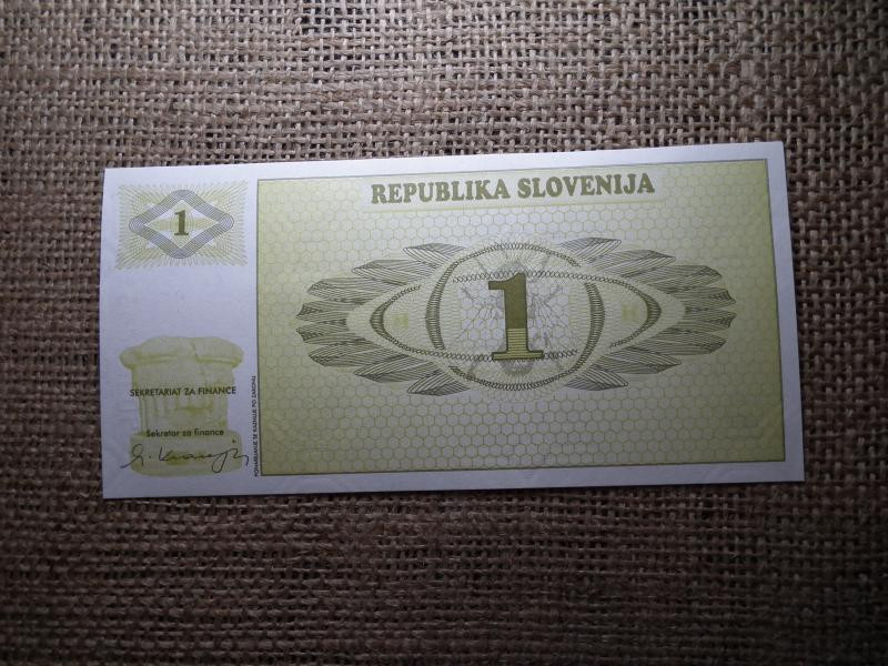 Szlovénia 1 tolar bankjegy, 1990, hajtatlan