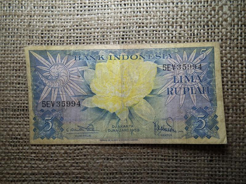 Indonézia 5 rupiah bankjegy, 1959