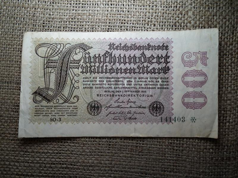 Németország 500 millió márka, 1923, hiperinflációs bankjegy