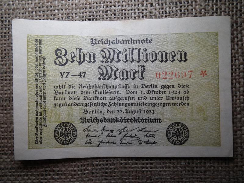 Németország 10 millió márka, 1923, hiperinfláció