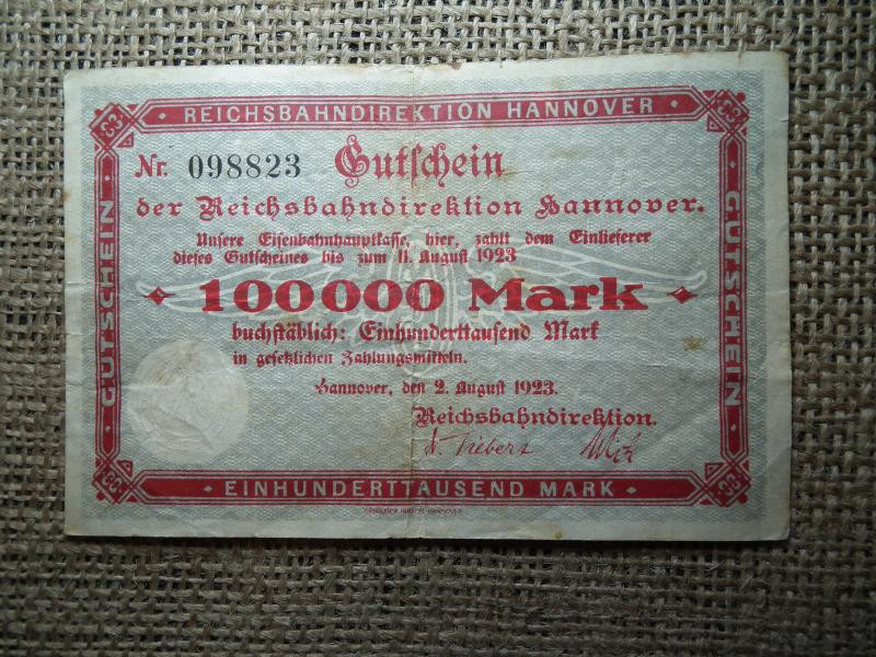 Németország 100000 márka, 1923, Hannover