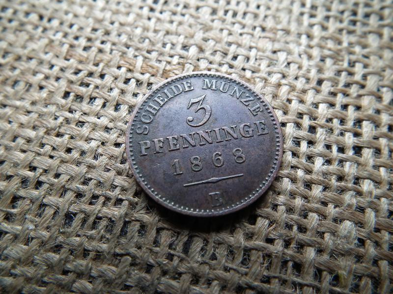 Porosz 3 pfennig érme, 1868 B