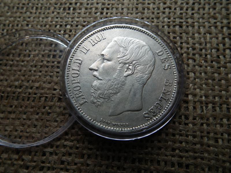 Belgium, 5 frank 1867, ezüst