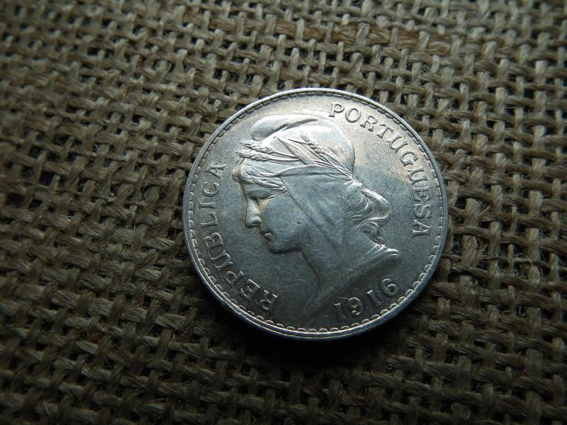Portugália, 50 centavos, 1916, ezüst