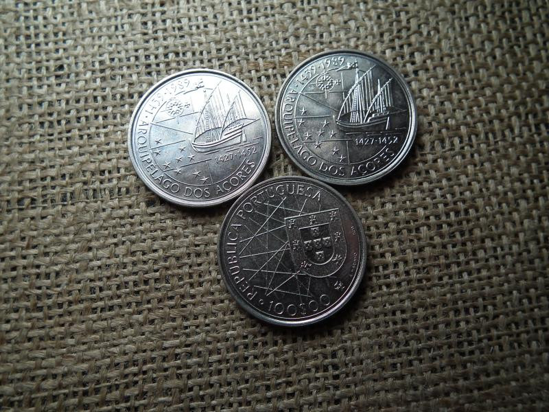 Portugália, 100 escudo 1989, Azori-szigetek felfedezése