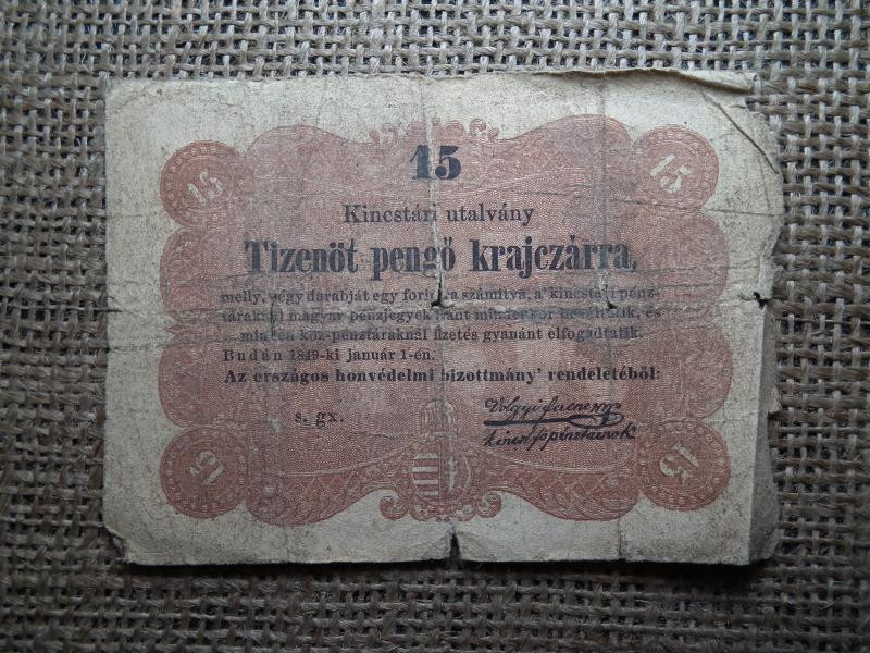 Kossuth Bankó, 15 krajcár, 1849
