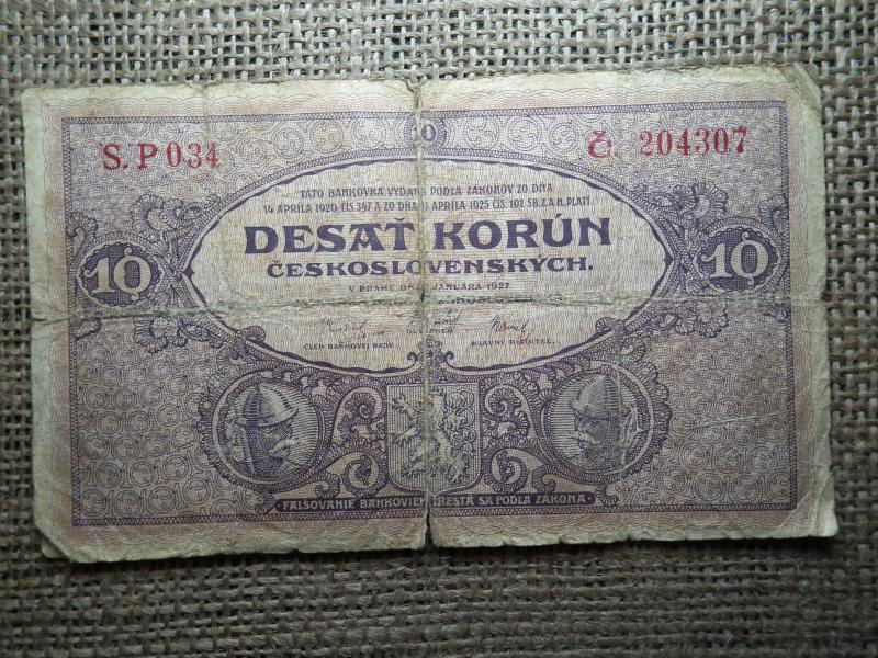Csehszlovákia 10 korona, 1927, korun