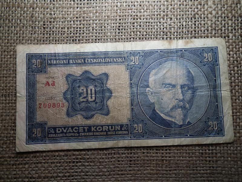 Csehszlovákia 20 korona, 1926, Korun