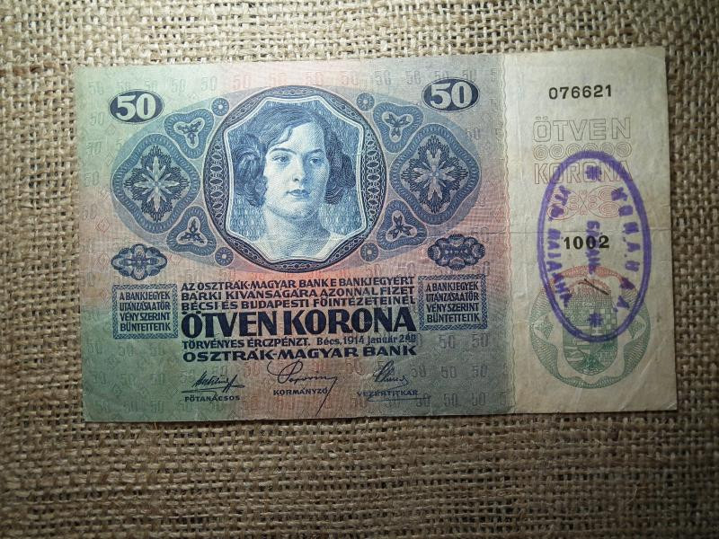50 korona, 1914, felülbélyegzéssel