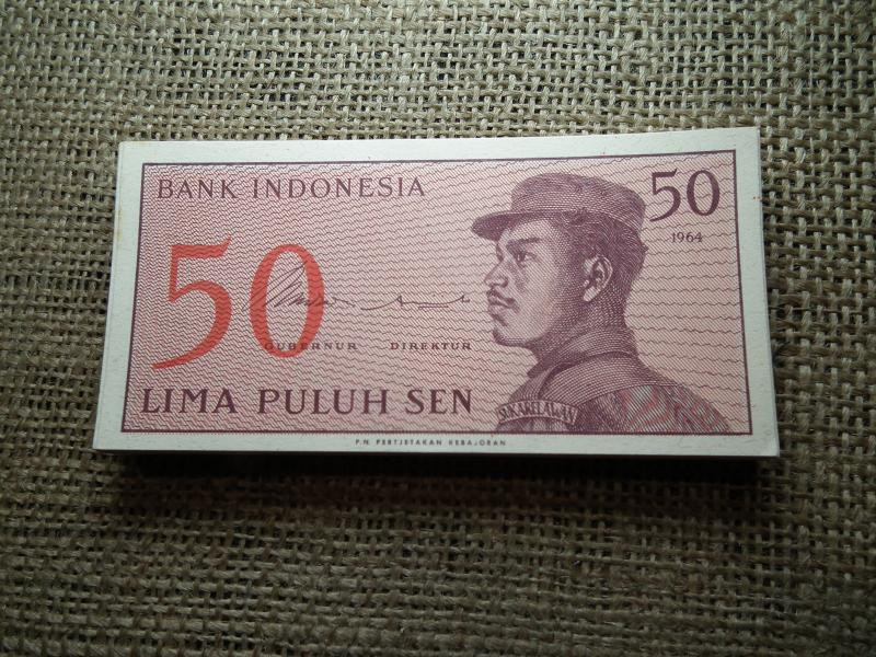 Indonézia 50 sen bankjegy, 1964, Lima Puluh, hajtatlan