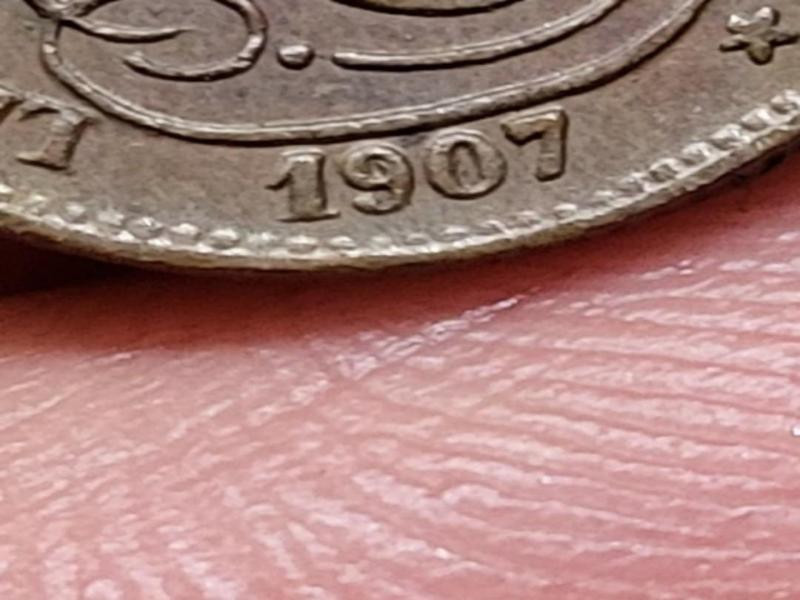Belgium 1 centime, 1907, túldátum 1907/807