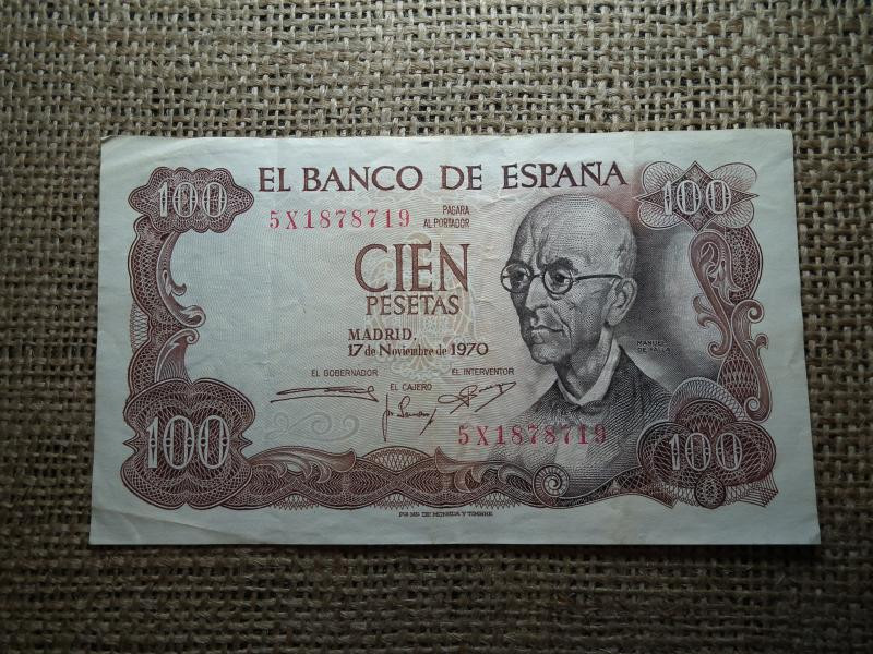 Spanyolország, 100 peseta, 1970, papírpénz