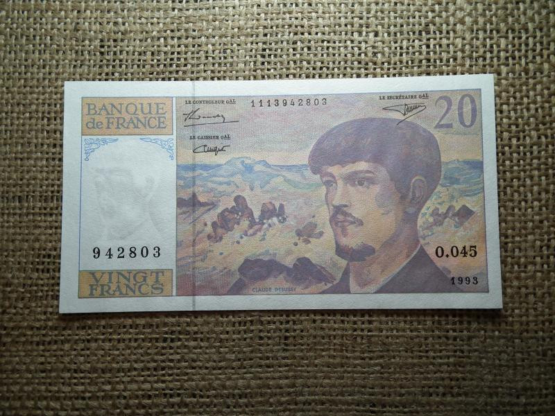 Franciaország 20 Frank, 1993, bankjegy