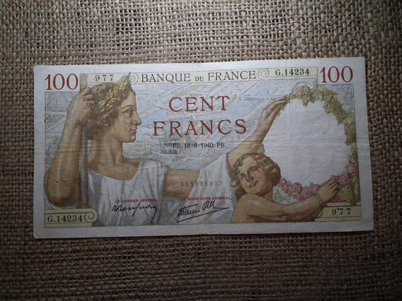 Franciaország 100 frank, 1940, bankjegy