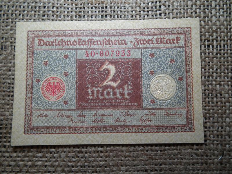 Birodalmi 2 márka bankjegy, 1920, Darlehnskassenschein