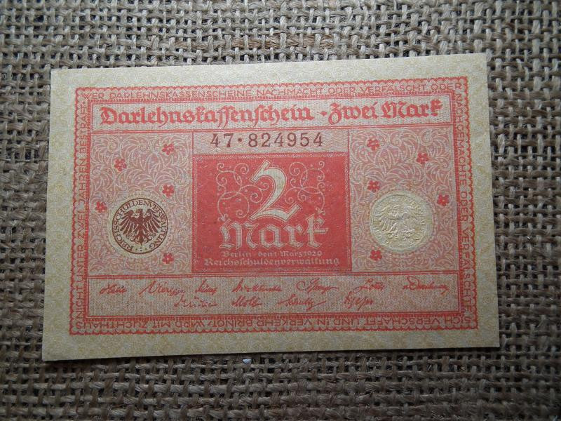 Birodalmi 2 márka bankjegy, 1920, Darlehnskassenschein