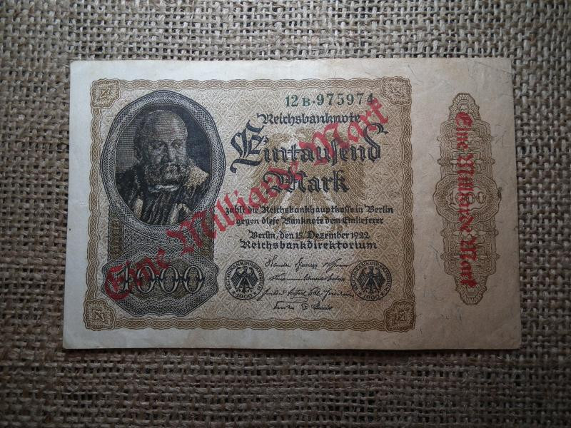 Birodalmi 1000 márka, 1922, 1 milliárd 1923 felülnyomás