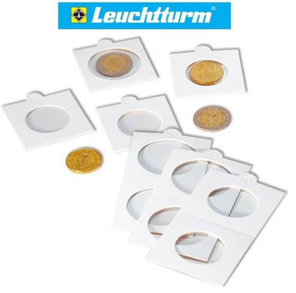 Leuchtturm érme berakó , érmetartó karton keret , öntapadós ( 50x50mm ) 37,5 mm ! Ár / tasak ( 50 db ) 
