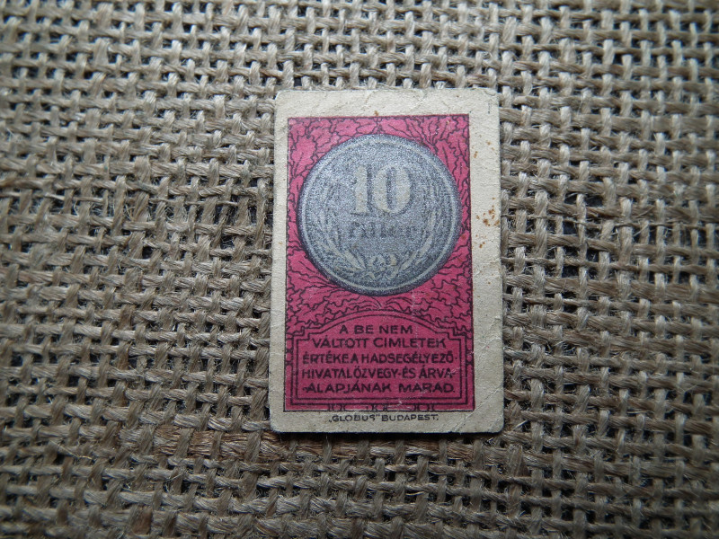 10 fillér 1916 , Hadsegélyező hivatal Budapest 