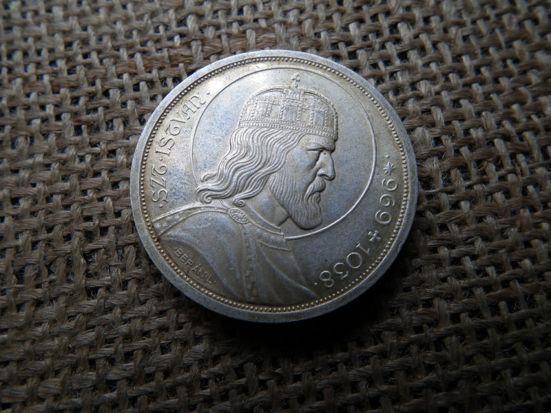Ezüst , Szent István 5 pengő 1938 , extra , tisztítatlan állapot ! 