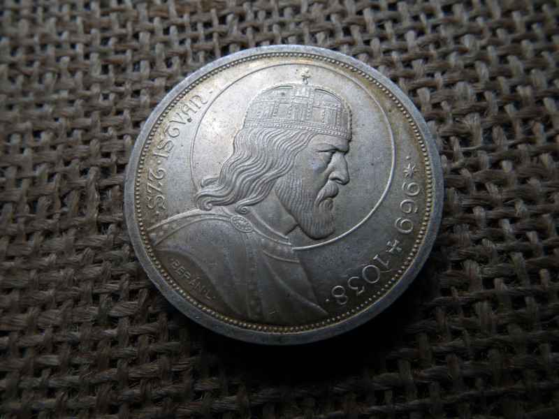 Ezüst , Szent István 5 pengő 1938 , extra , tisztítatlan állapot ! 