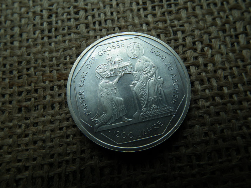 Németország , ezüst 10 márka 2000 G , Deutsche Mark Dom Aachen