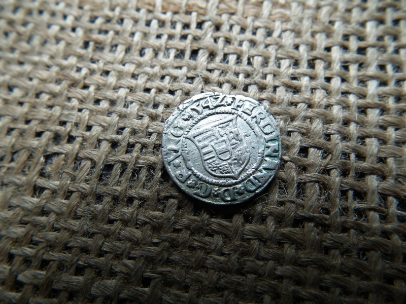 I. Ferdinánd ezüst dénár 1542 KB , Körmöcbánya , denár