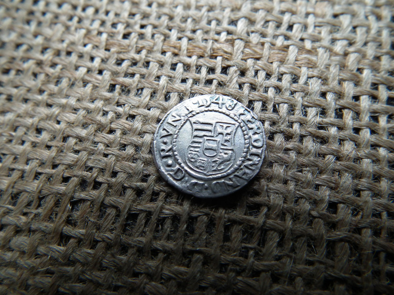 I. Ferdinánd ezüst dénár 1548 KB , Körmöcbánya , denár