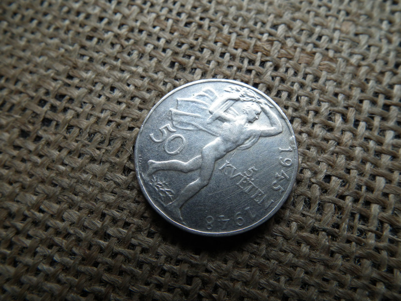 Csehszlovákia , ezüst 50 korona 1948 ,  korun  , prágai felkelés