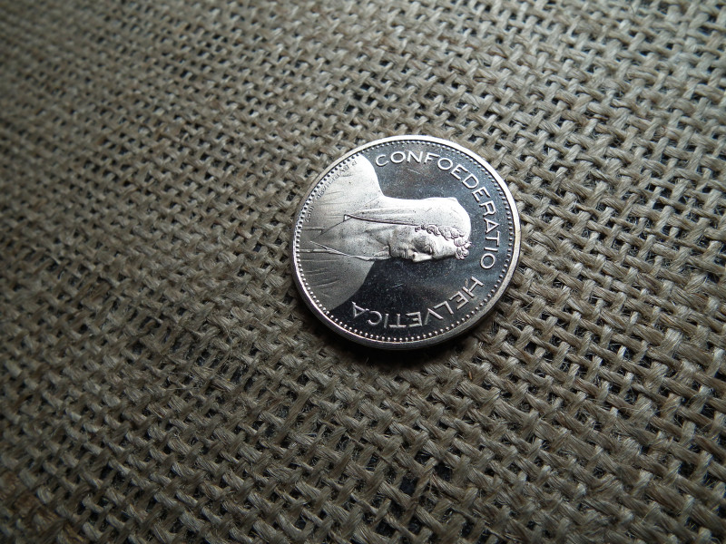 Svájc 5 francs 1985 PP , tükörveret , frank , ritka 