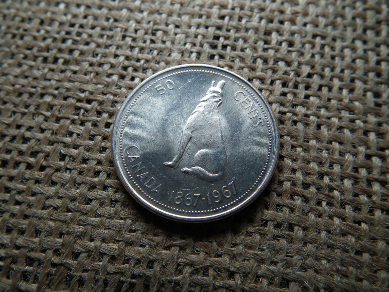 Kanada , ezüst 50 cent 1967 , cents 