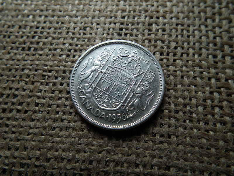 Kanada , ezüst 50 cent 1956 , cents 