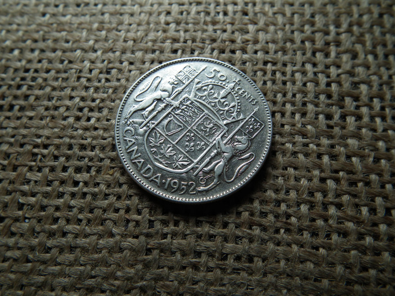 Kanada , ezüst 50 cent 1952 , cents 
