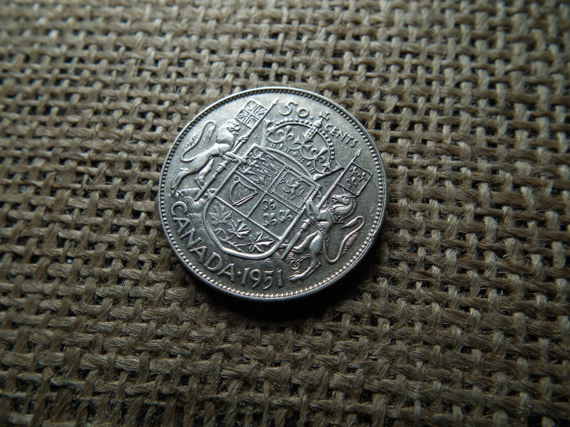 Kanada , ezüst 50 cent 1951 , cents 