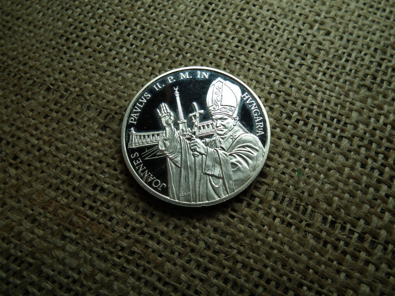Ezüst 500 forint 1991 PP , János Pál Pápa 