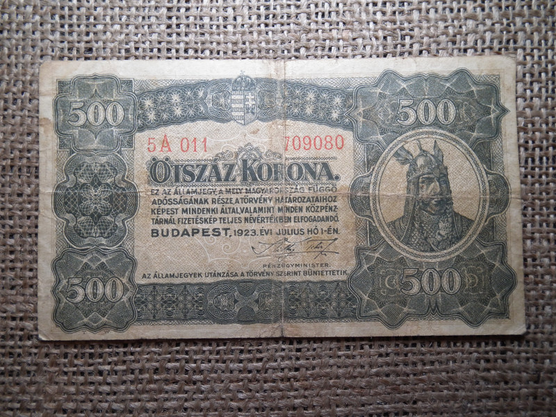 500 korona 1923 , nyomdahely jelölés nélkül 