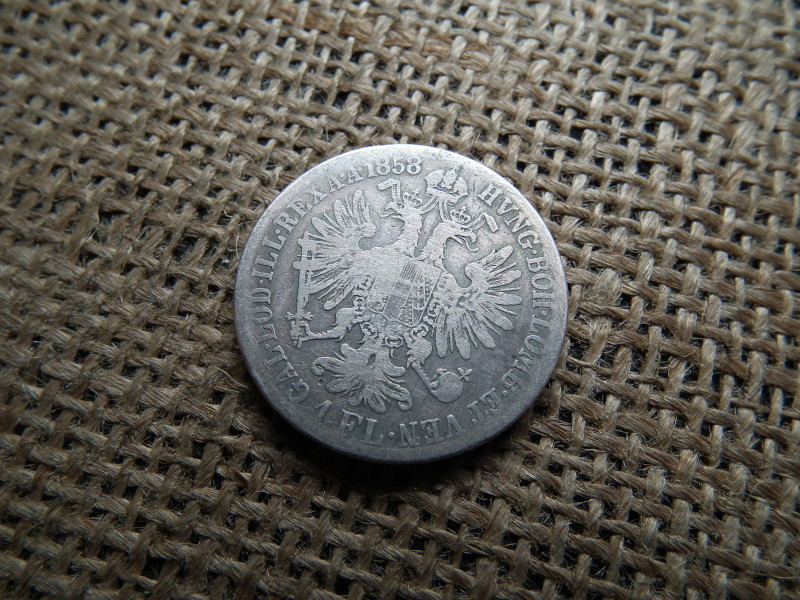 Ferenc József , ezüst 1 florin 1858 E , Gyulafehérvár , ritka ! 
