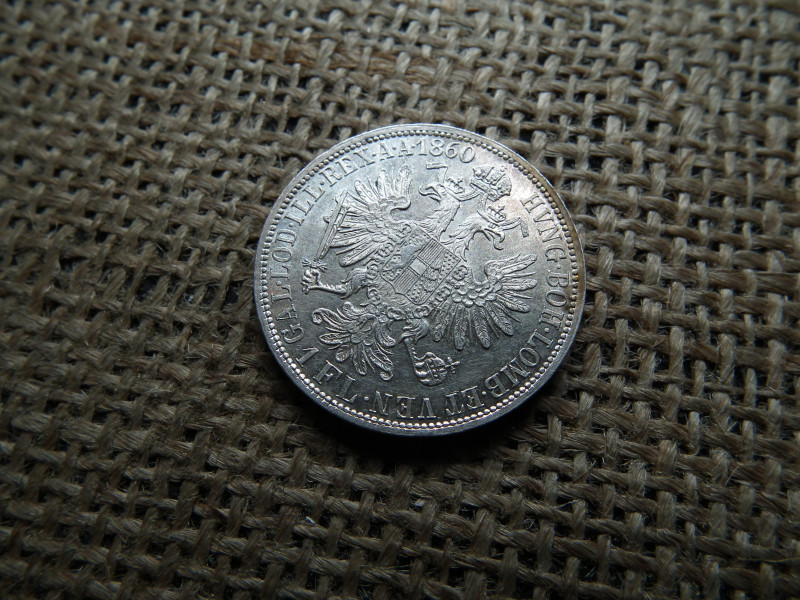 Ferenc József , ezüst 1 florin 1860 A , Bécs 