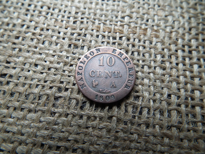 Franciaország , billon 10 cent 1809 A , 10 centime - I. Napóleon , 200/1000 ezüst 