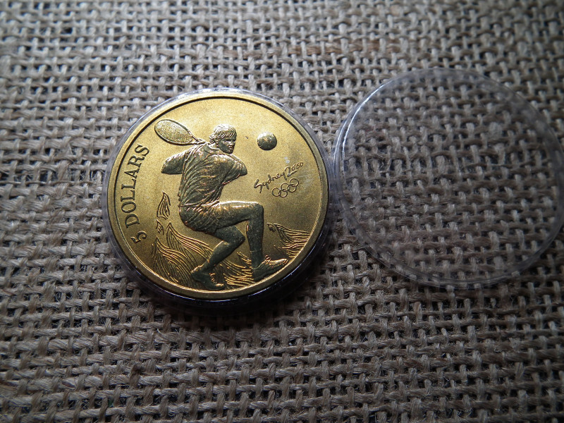 Ausztrália emlék 5 dollár 2000 , Sydney olimpia ! Tenisz , dollars 