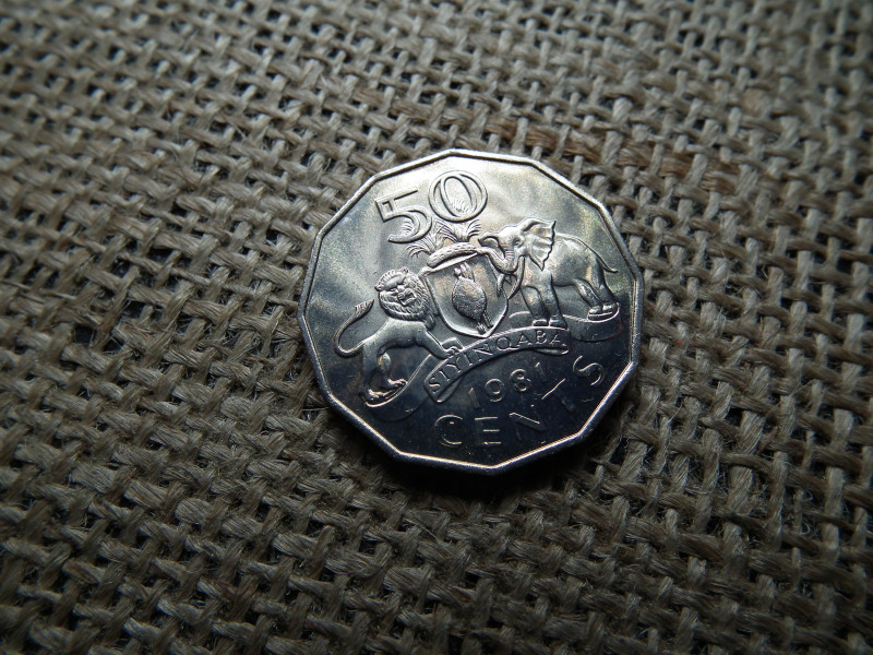 Szváziföld 50 cents 1981 , cent , verdefényes  - Sobhuza II 