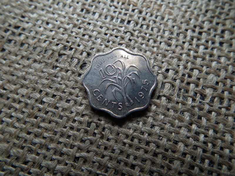 Szváziföld 10 cents 1975 , cent , verdefényes  - Sobhuza II 