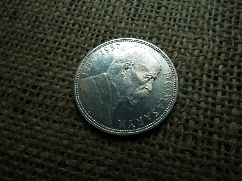 Csehszlovákia , ezüst 20 korona 1937 , Korun ,  Tomáš Masaryk