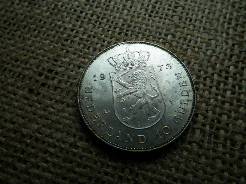 Hollandia , ezüst 10 gulden 1973