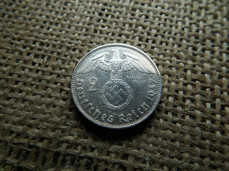 Birodalmi , ezüst 2 márka 1937 E , Horogkeresztes 