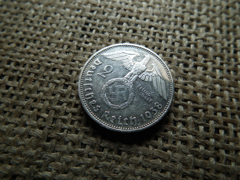 Birodalmi , ezüst 2 márka 1938 E , Horogkeresztes 