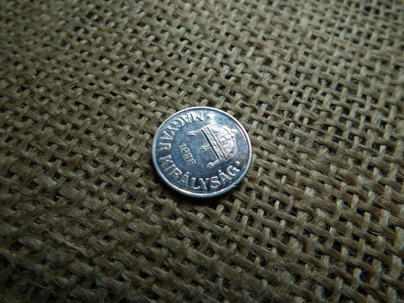 1 fillér 1938 , ezüstözött 