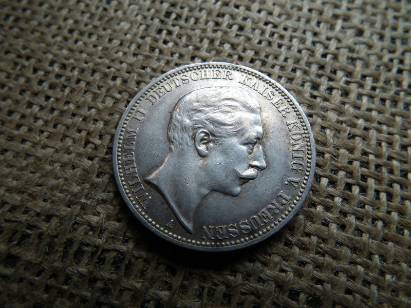 Ezüst 3 márka 1910 A ,  Porosz királyság , II. Vilmos