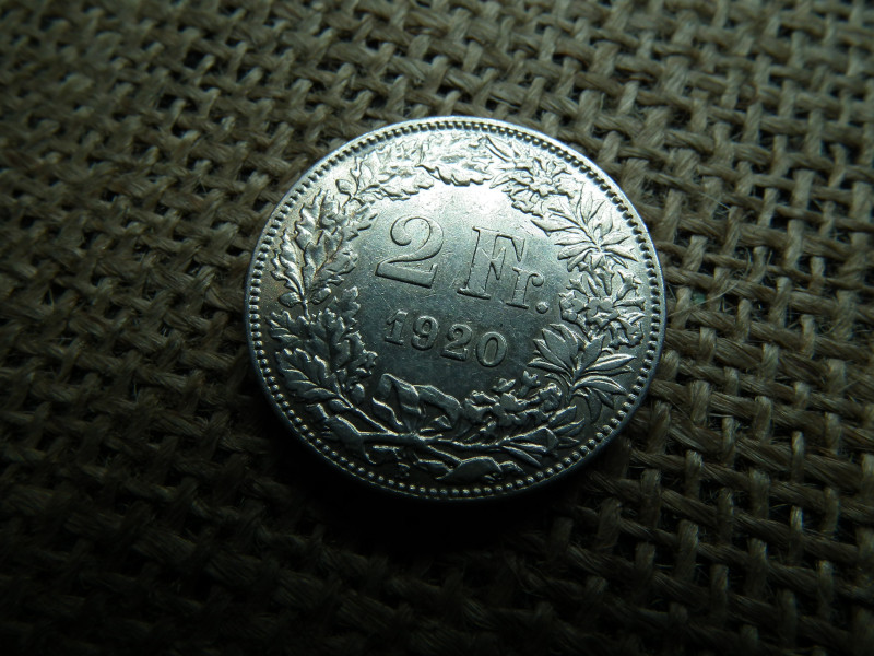 Svájc , ezüst 2 frank 1920 B , francs 