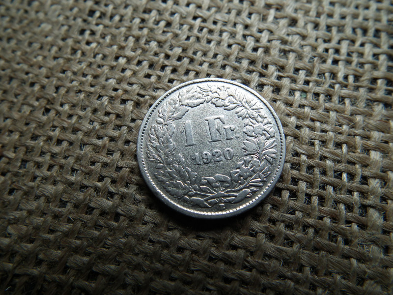 Svájc , ezüst 1 frank 1920 B , franc